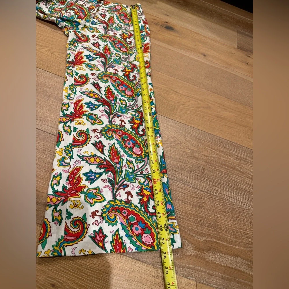 BODEN Ivory Paisley Wide Leg Pants Size 2-Petite 100% Linen Multicolor - Picture 9 of 11